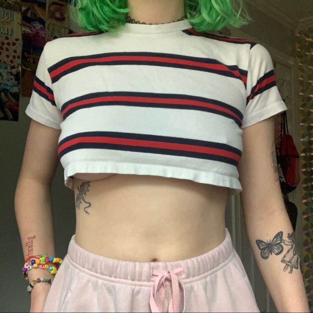 striped brandy melville cropped tee